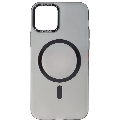 Husa iPhone 12 / iPhone 12 Pro, MetalRing Magsafe, Graphite